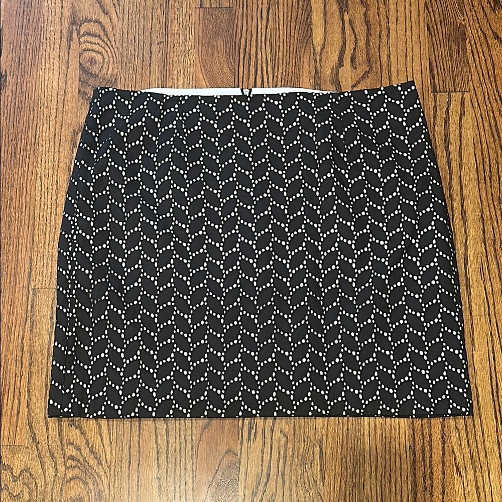 Vince Camuto Black and White Petal Eyelet Skirt